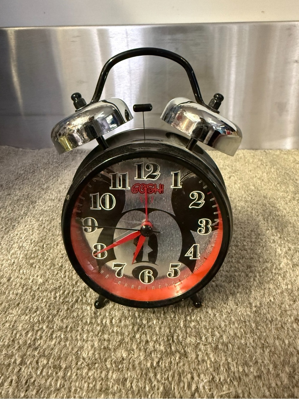 Black and Red Retro Twin-Bell Wall Clock
